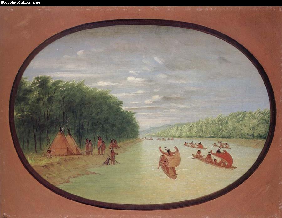 George Catlin Primitive Sailing by the Winnebago indians